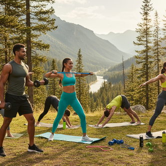 en combinatie van sportende mannen en vrouwen