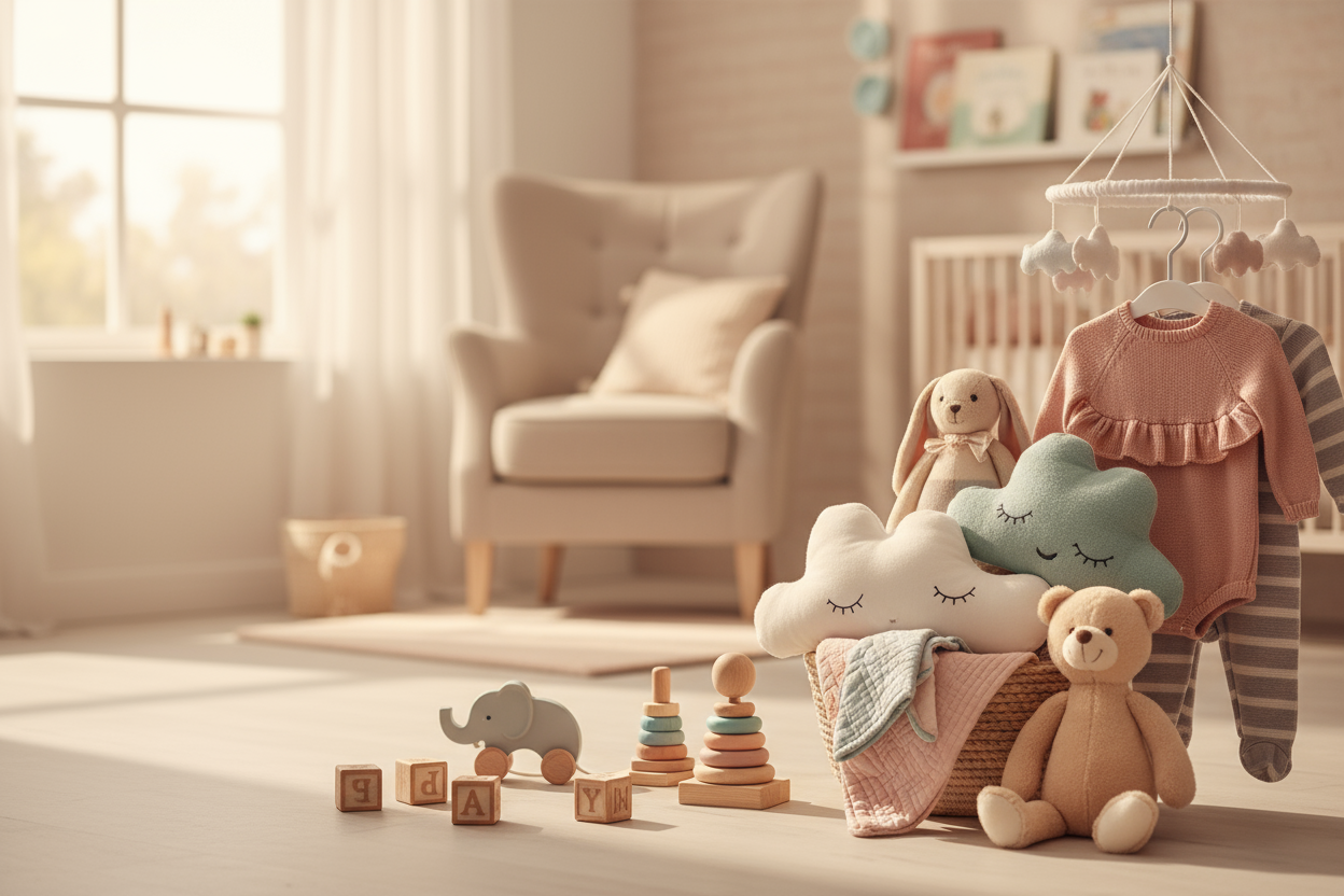 Maak voor mij een afbeelding voor mijn webshop home page met de nadruk op baby en kinderen